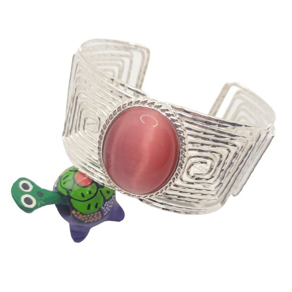 High Polished Silver Color Metal Beaded Cuff Bracelet - Picture 1 of 4